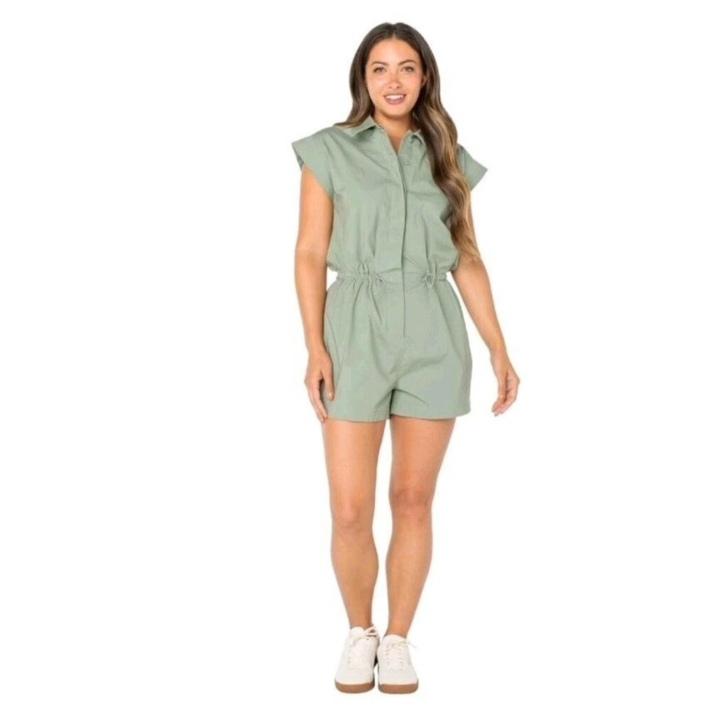 Celebrity Pink Short Sleeve Bungee Waist Romper Size Large